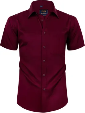 Alimens & Gentle Mens Short Sleeve Dress Shirts Wrinkle Free Solid Casual Button Down Shirts with Pocket