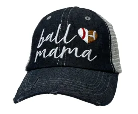 Ball Mama Heart Half Football Mom Half Baseball MOM Mesh Embroidered MESH Hat Baseball Football Mom Trucker Cap Trucker Hat -320