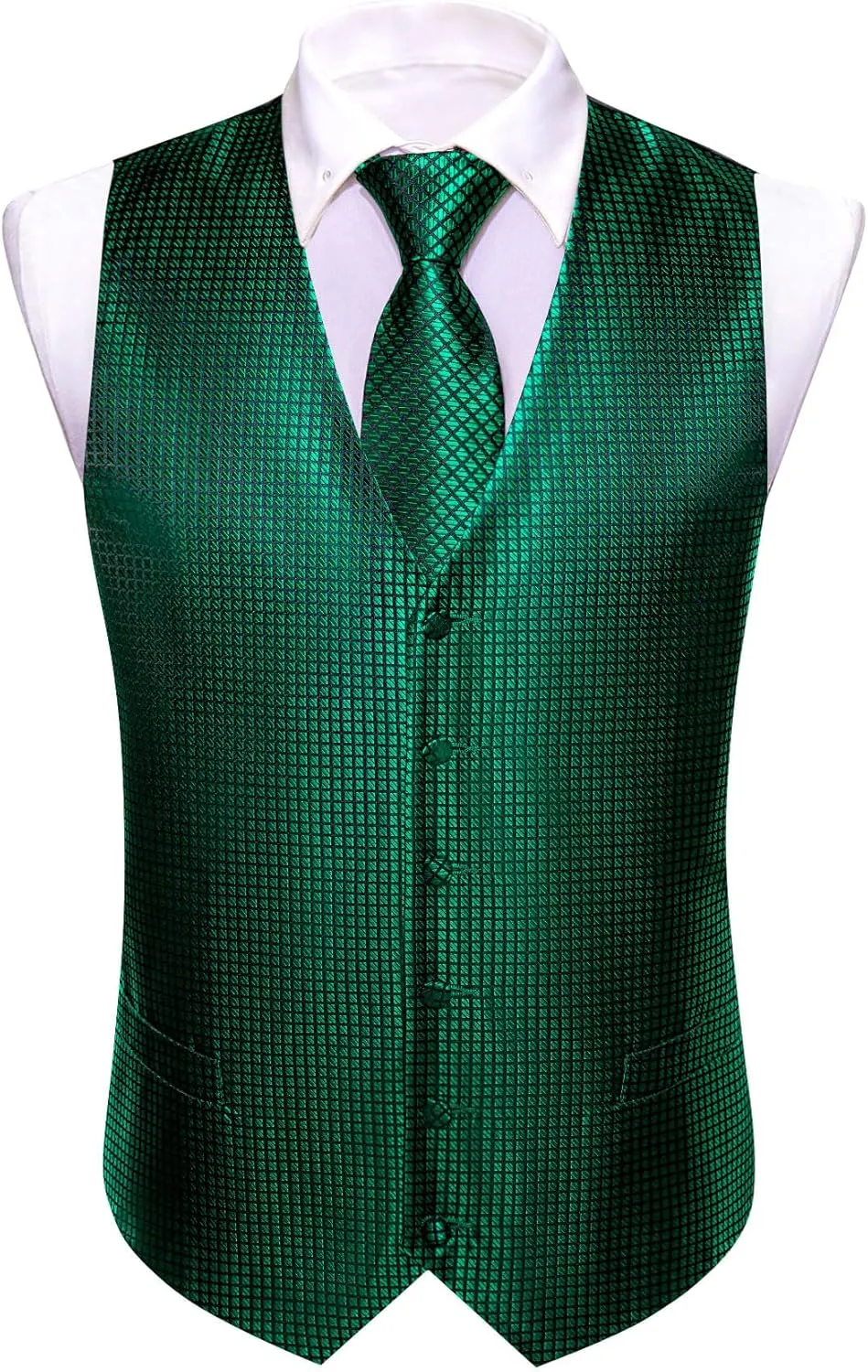 Barry.Wang Formal Men Vest Paisley Jacquard Silk Tie Suit Waistcoat Set Wedding 5PCS