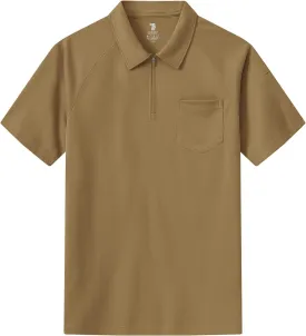 BASUDAM Men's Zippered Polo Shirts with Pocket Quick Dry Short Sleeve Active Performance