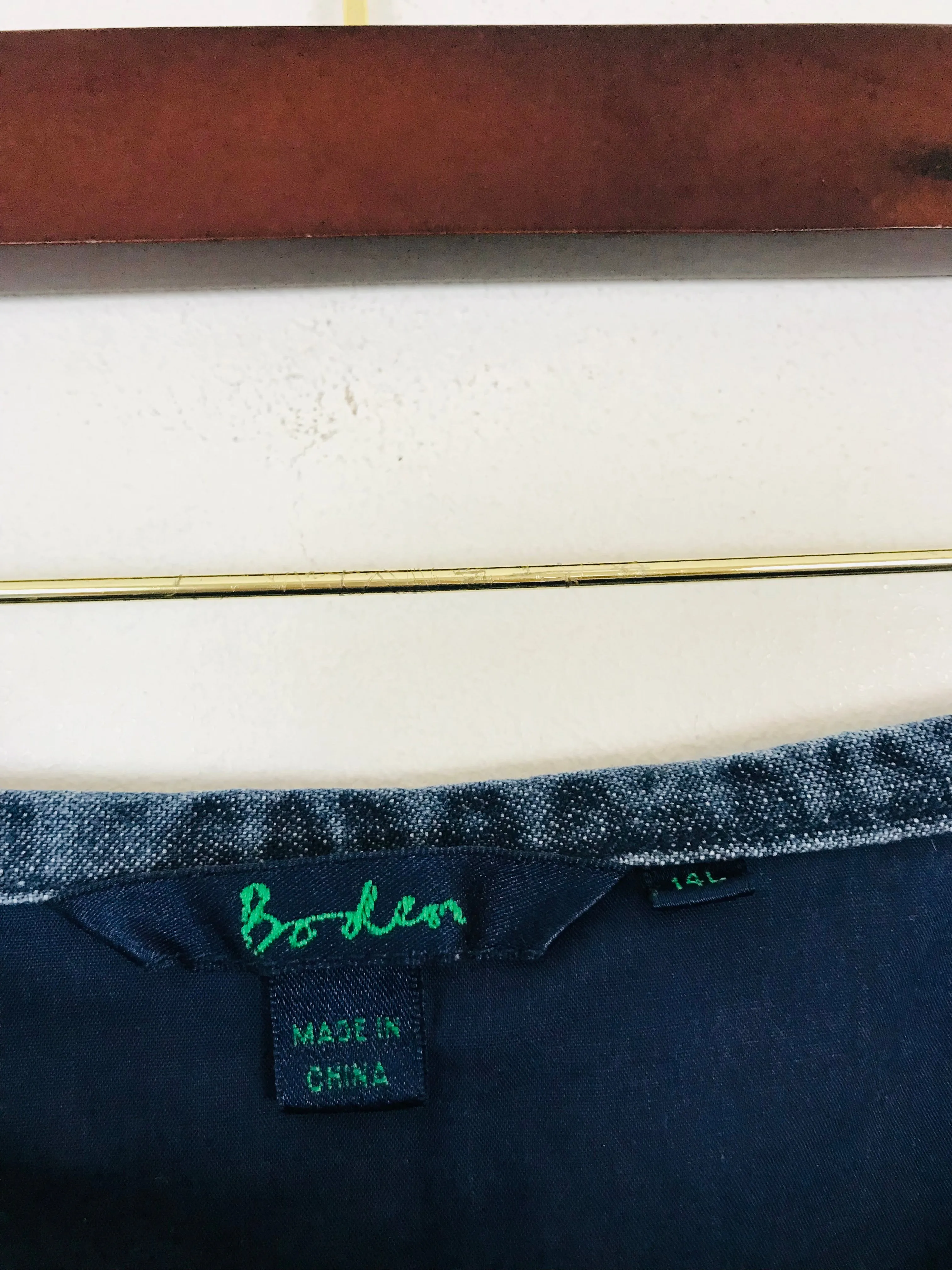Boden Women's Floral Embroidered Denim A-Line Skirt | UK14 | Blue