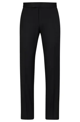 Boss Slim-fit Virgin Wool Tuxedo Trousers - Black