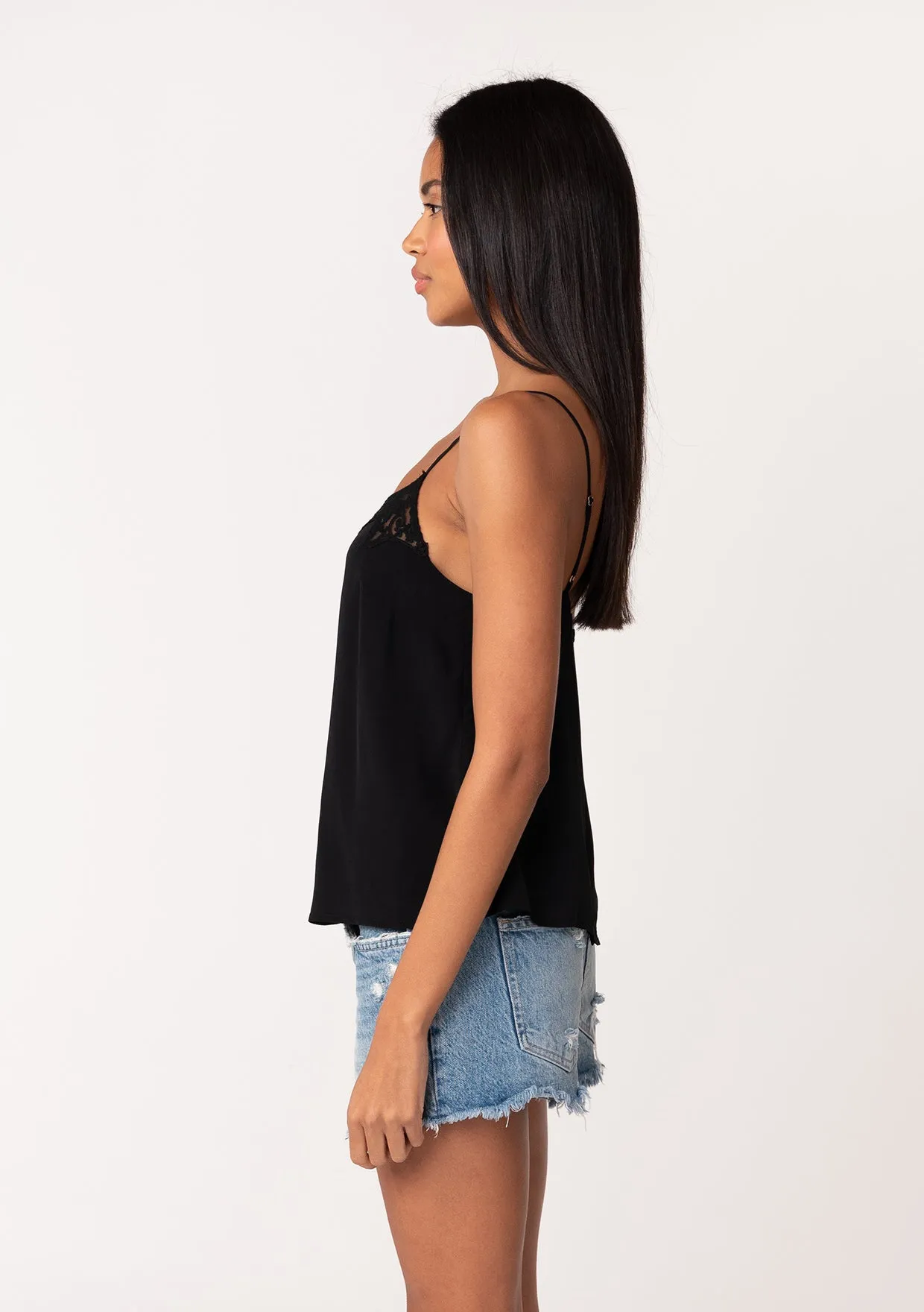 Button Back Embroidered Lace Cami