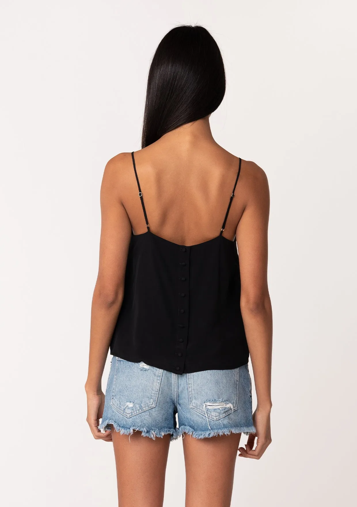 Button Back Embroidered Lace Cami