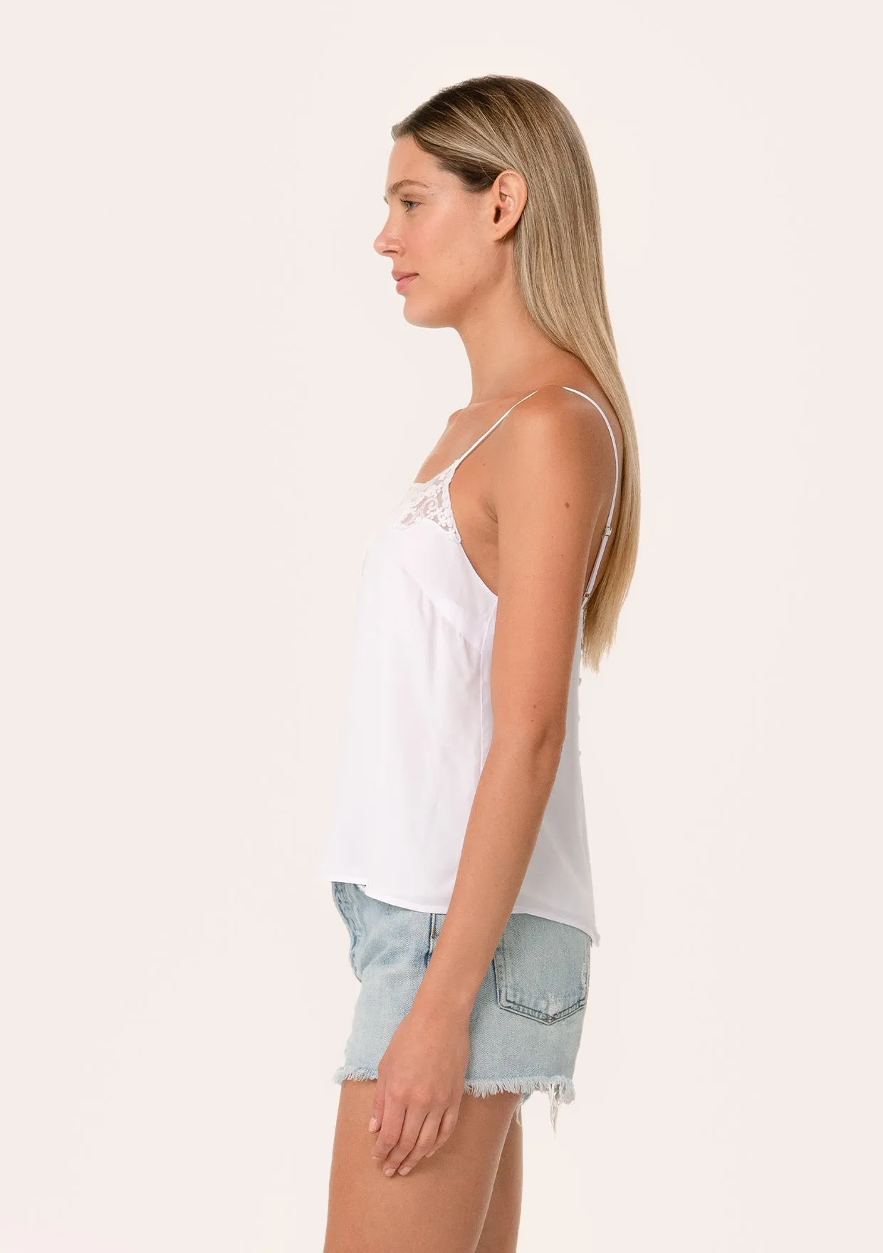 Button Back Embroidered Lace Cami