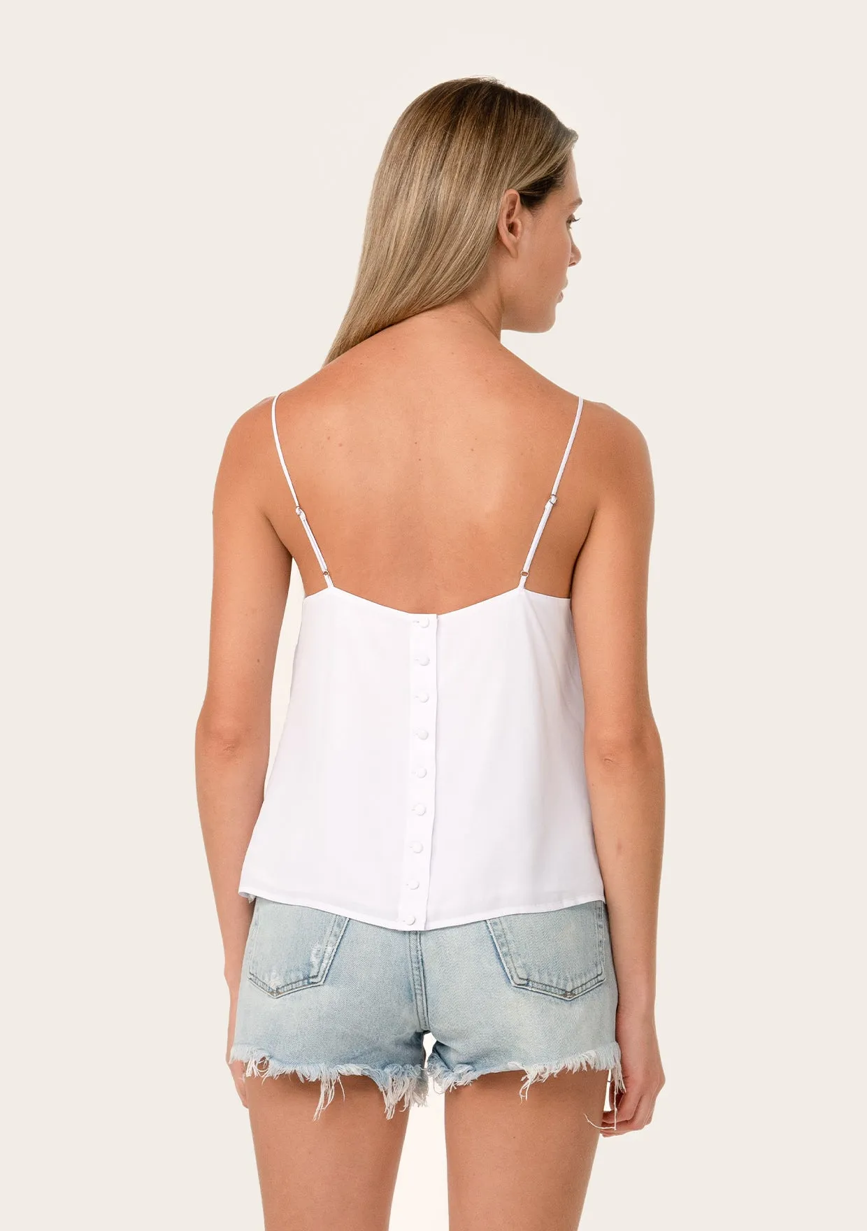 Button Back Embroidered Lace Cami