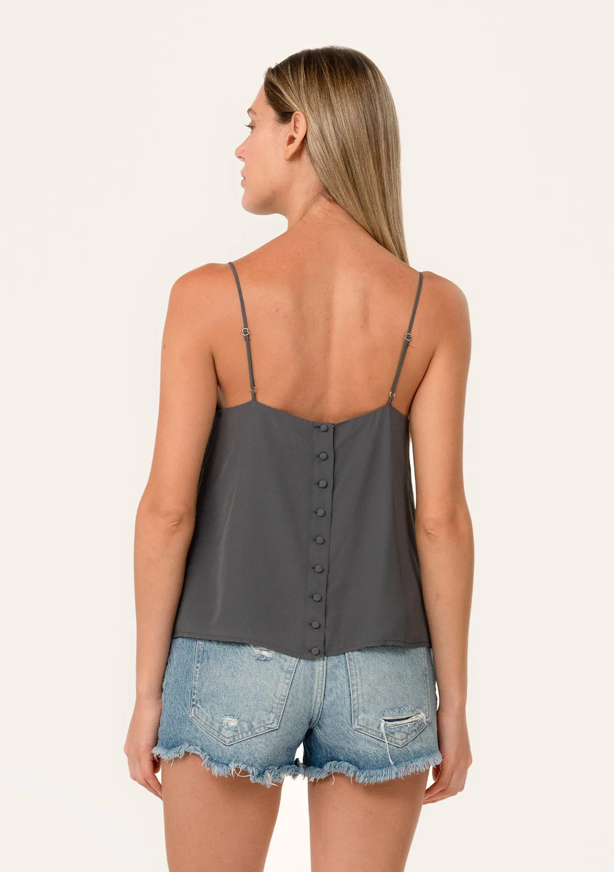 Button Back Embroidered Lace Cami