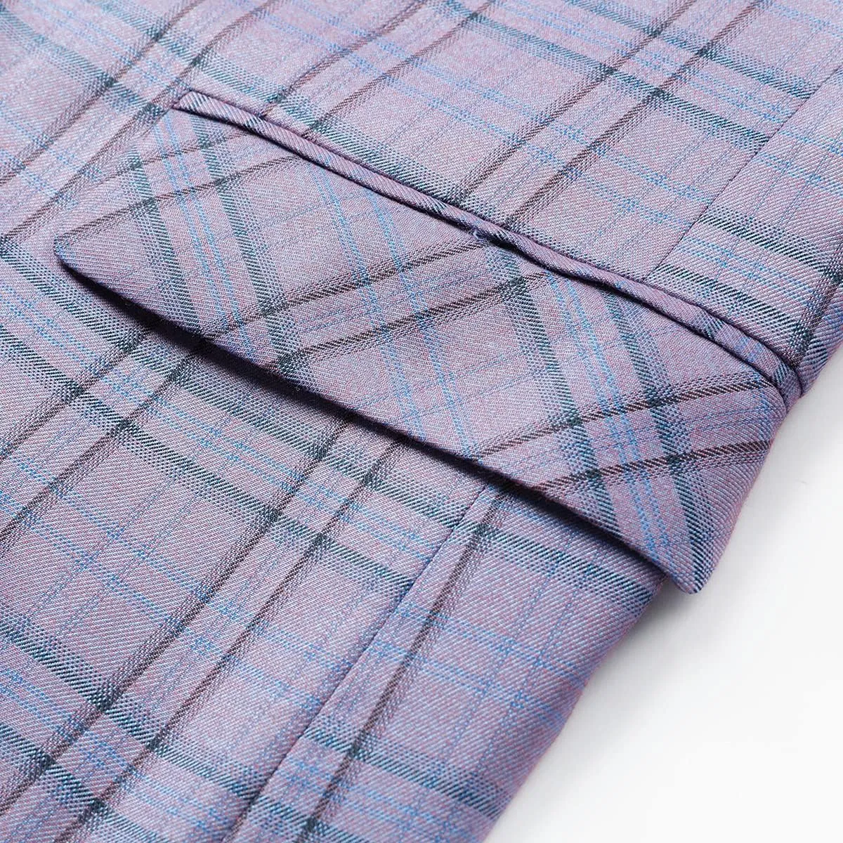 Cloudstyle Mens Formal Suit Jacket Blazer Plaid 2 Button Closure Prom Business Sport Coat