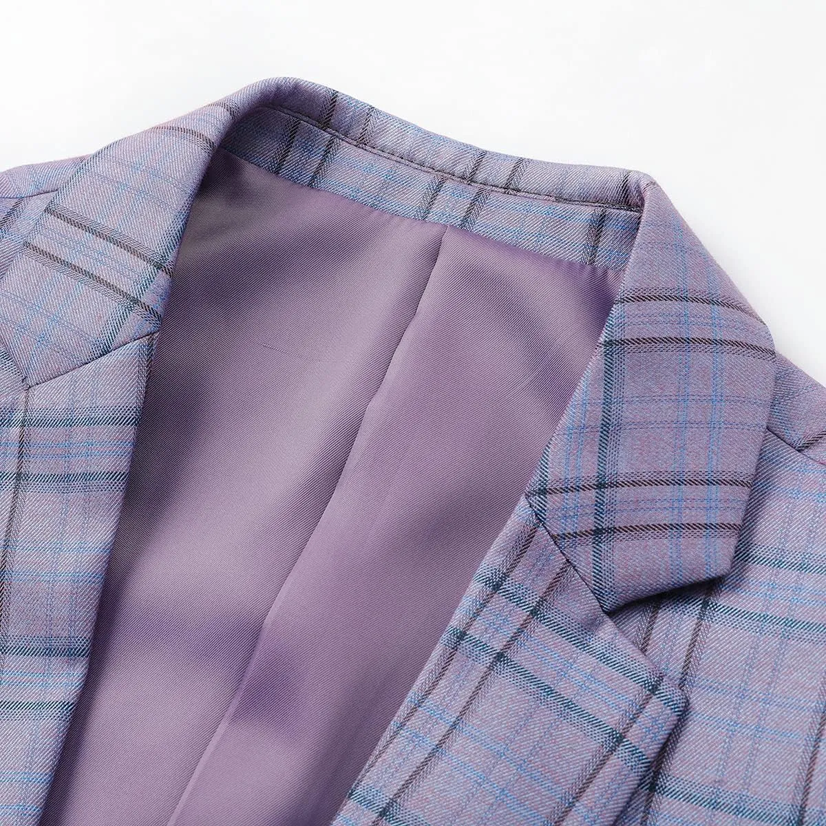 Cloudstyle Mens Formal Suit Jacket Blazer Plaid 2 Button Closure Prom Business Sport Coat