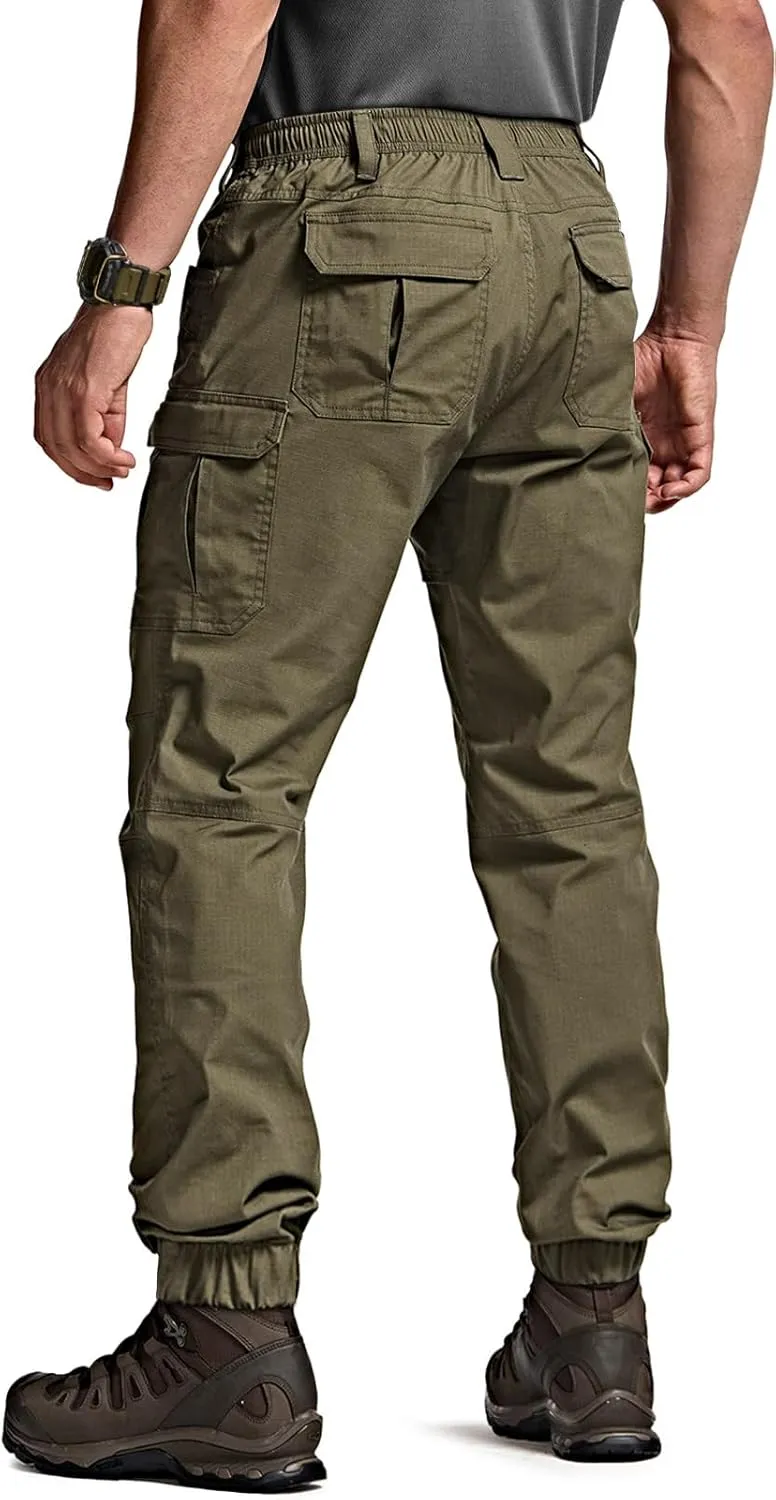 CQR Men's Flex Lightweight Joggers, Elastic Waist Drawstring Casual Pants, Tapered Fit Water Resistant Outdoor Cargo Pants