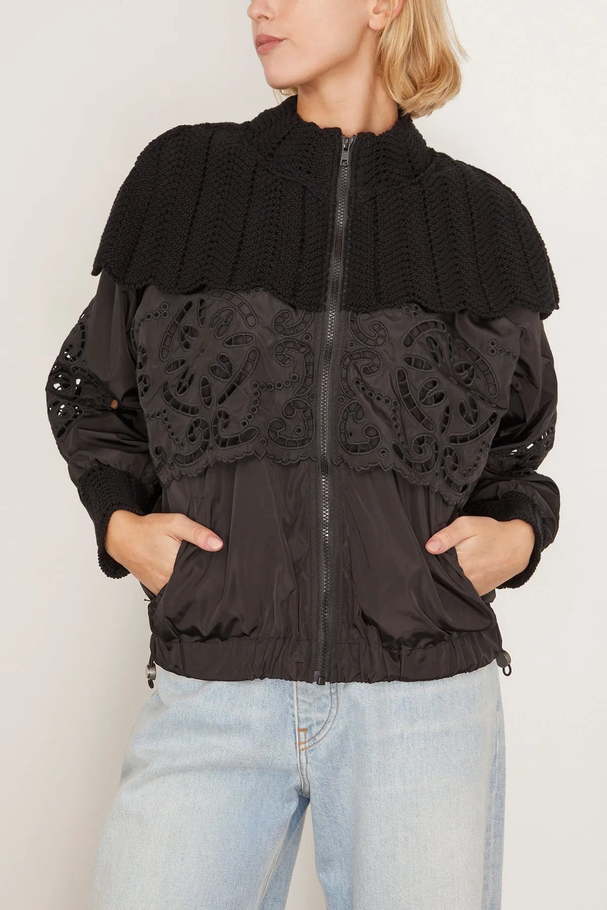 Dahlia Eyelet Windbreaker in Black