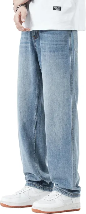 DOSLAVIDA Men's Baggy Jeans Loose Fit Ripped Distressed Jean Relaxed Skateboard Denim Pants with Holes