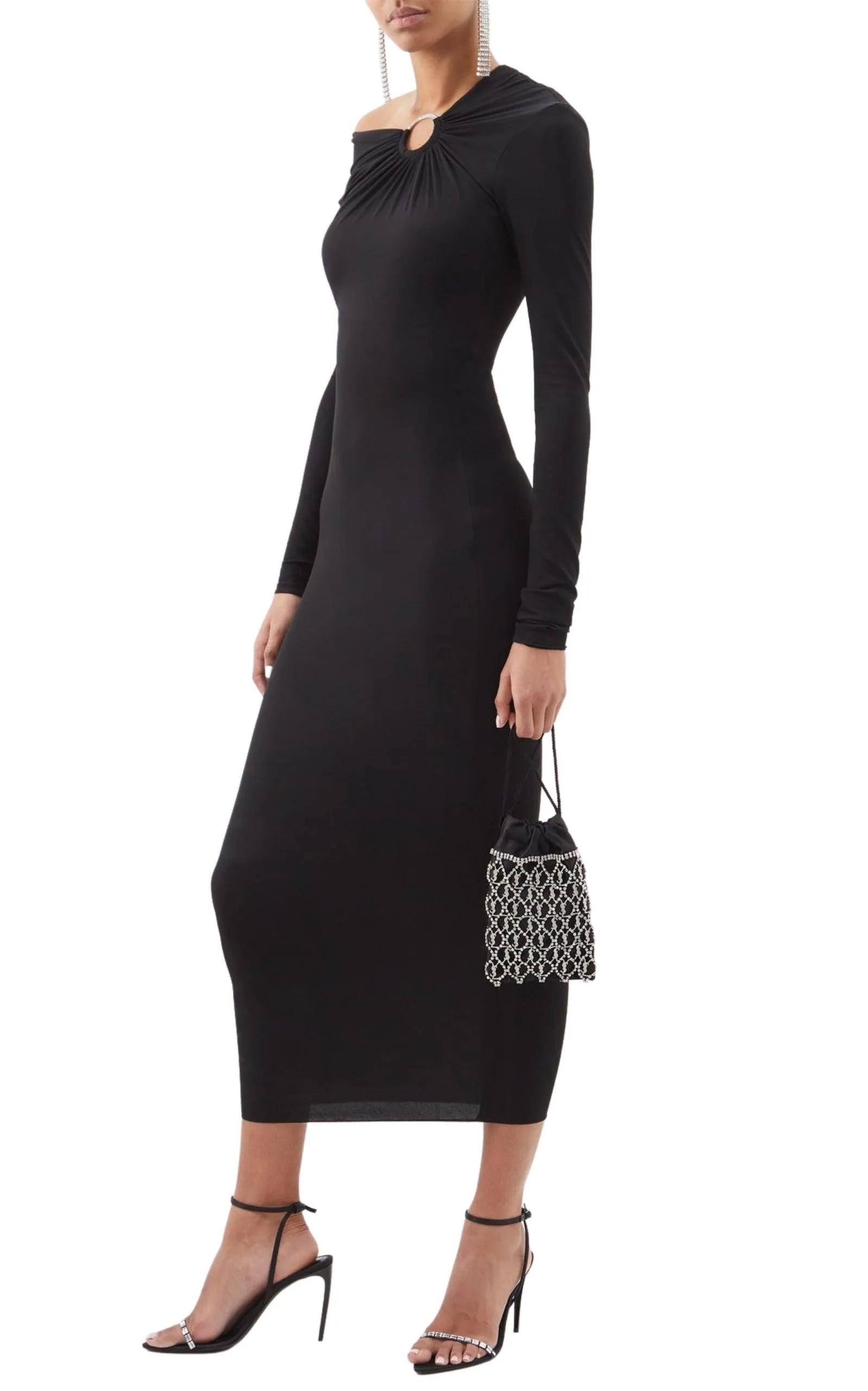 Embellished Jersey Off-The-Shoulder Dress