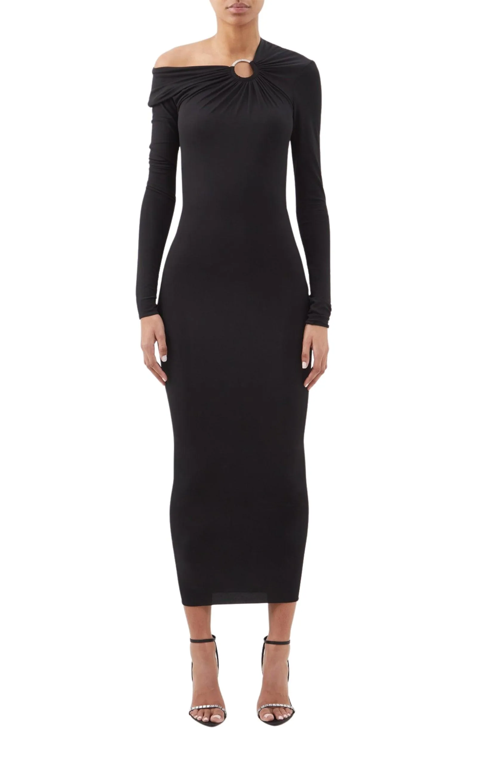 Embellished Jersey Off-The-Shoulder Dress