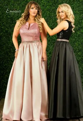 Envious Couture 1457 Size 10 Sequin Mikado Ballgown Prom Dress 2020 High Neck Pleated