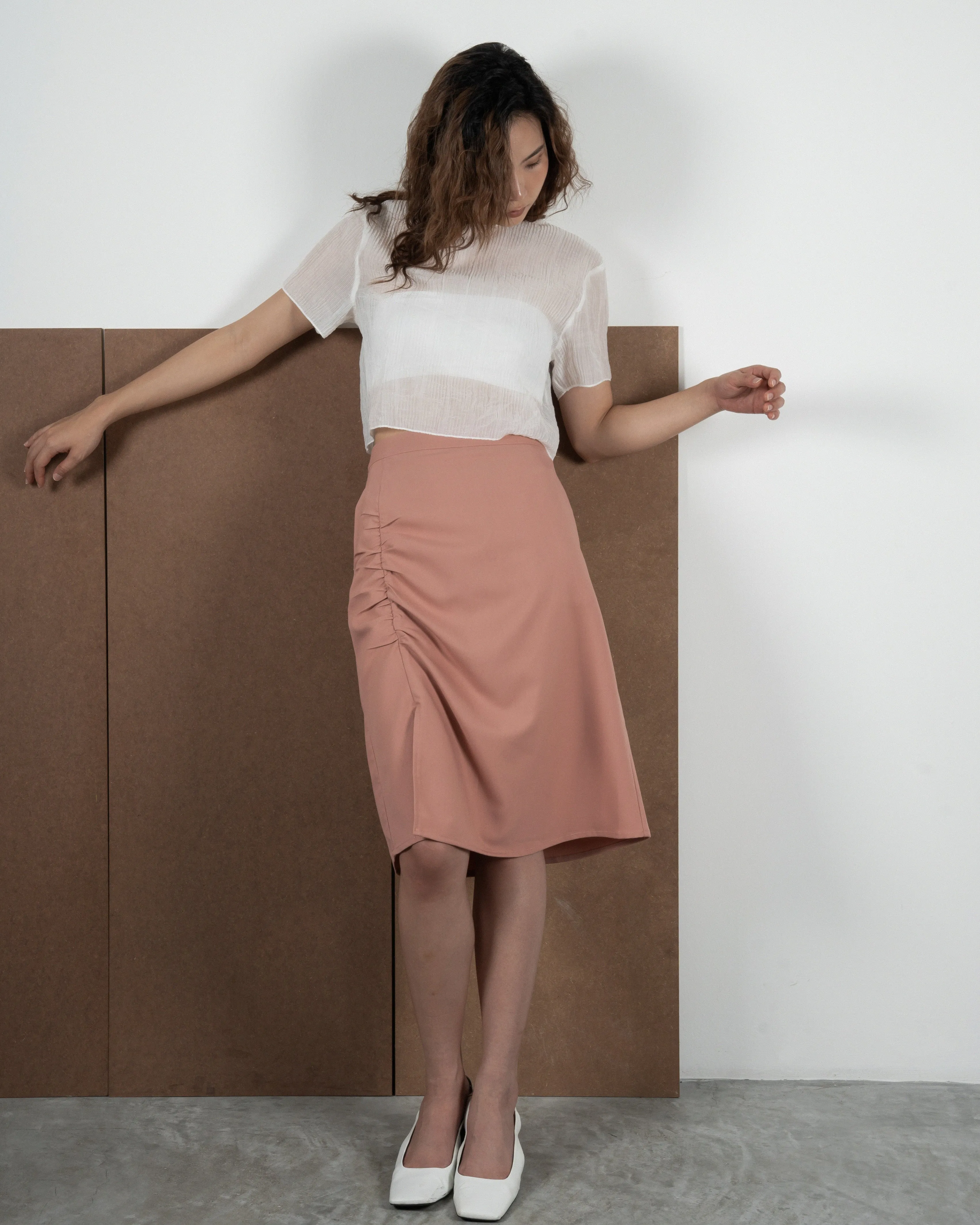 Erica Gathered A-Line Skirt (Pink)
