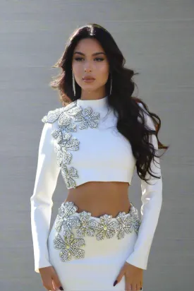 FREYA CRYSTAL EMBELLISHED WHITE MAXI SET