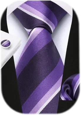 HISDERN Pre Tied Ties for Men Paisley Solid Striped Necktie and Pocket Square Cufflinks Set Formal Wedding Neck Tie