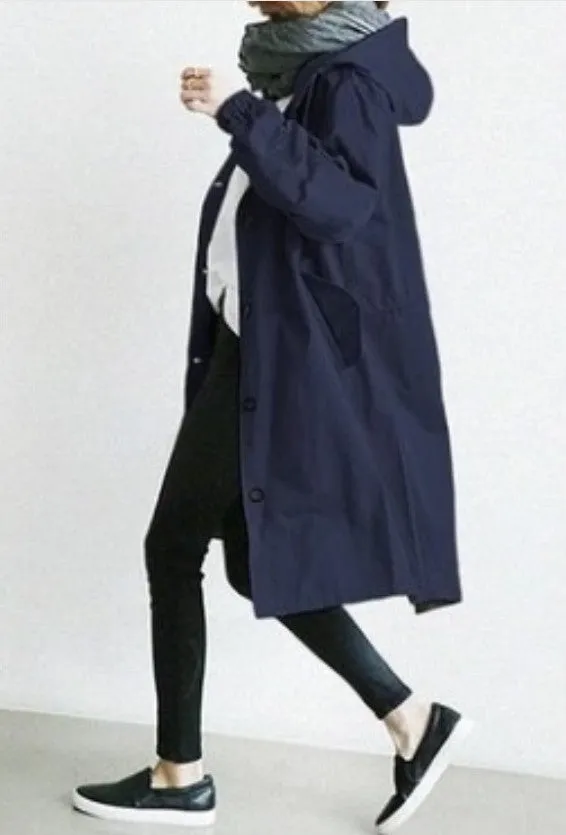 Hoody Solid Wholesale Casual Long Windbreaker For Women
