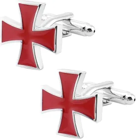Knights Templar Cross Cuff Links for Men and Women Universal Cufflinks Jewelry for French Shirt Tuxedo In Gift Box Business Wedding Party Anniversary Present