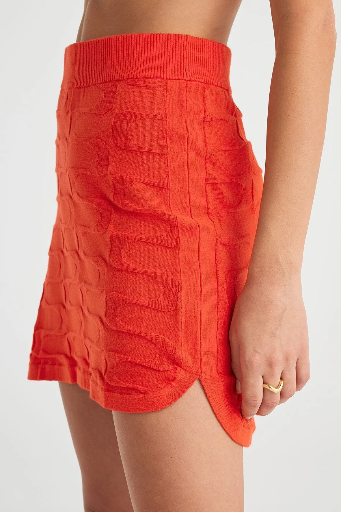 Lara Organic Cotton A-Line Mini Skirt - Hibiscus