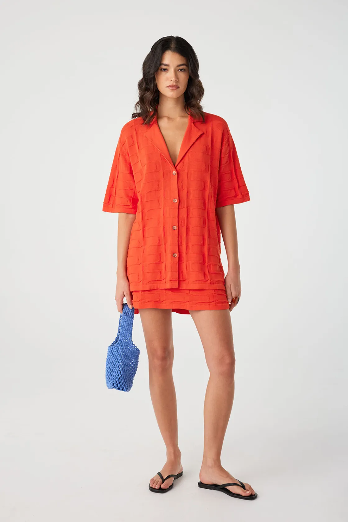 Lara Organic Cotton A-Line Mini Skirt - Hibiscus