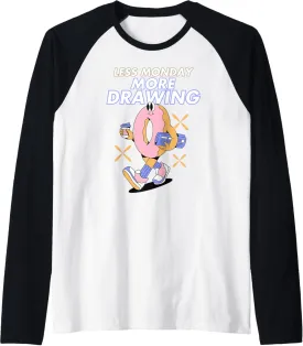 Less Monday More Drawing Sketch Artist Pencil Art Raglan Baseball Tee