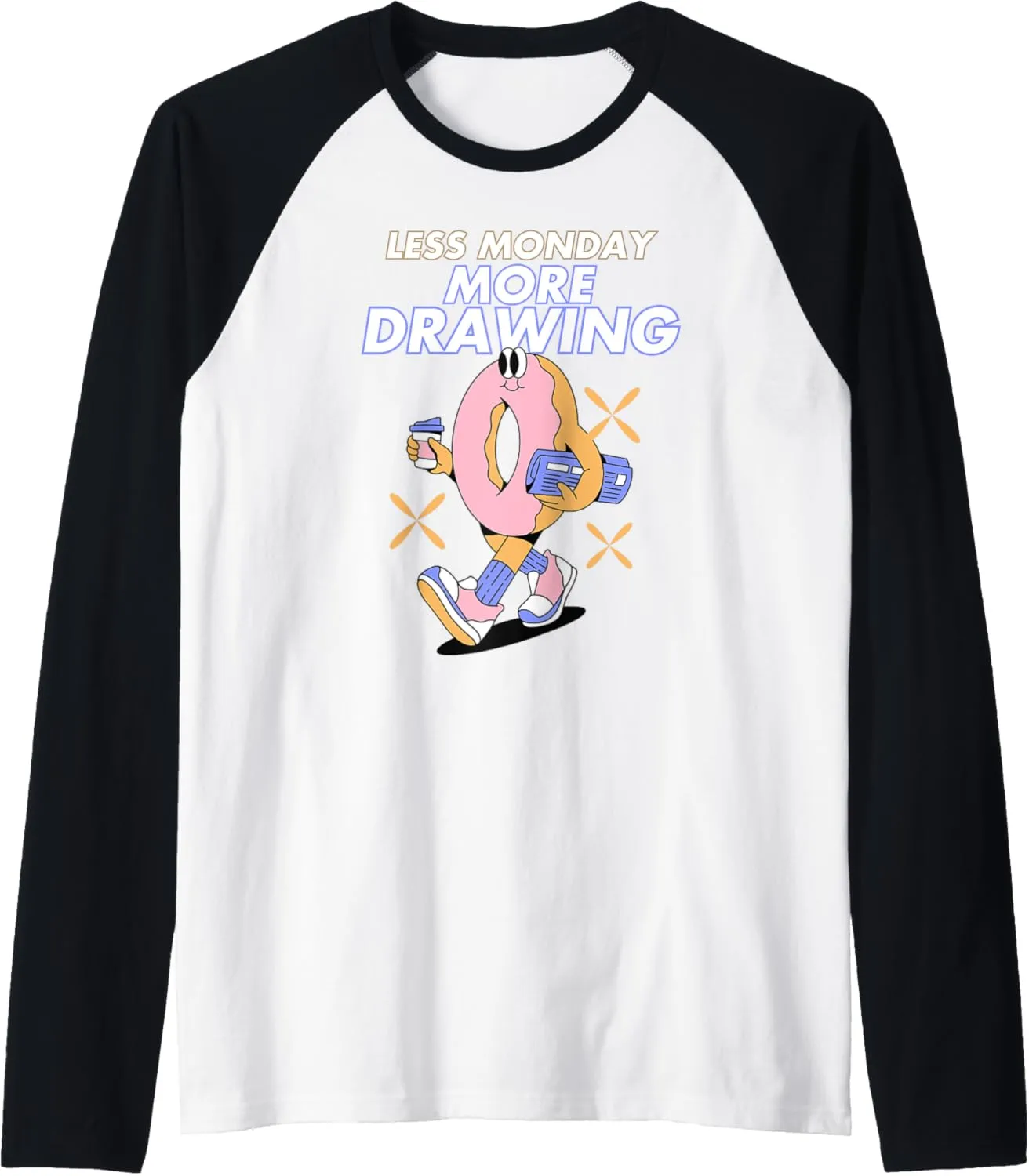 Less Monday More Drawing Sketch Artist Pencil Art Raglan Baseball Tee