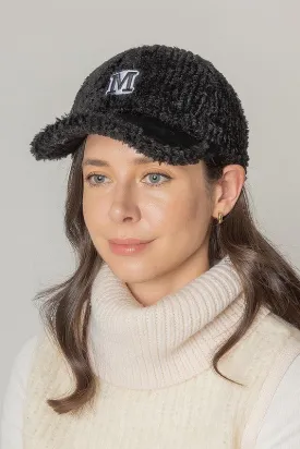 Letter M Chenille Patched Sherpa Baseball Cap