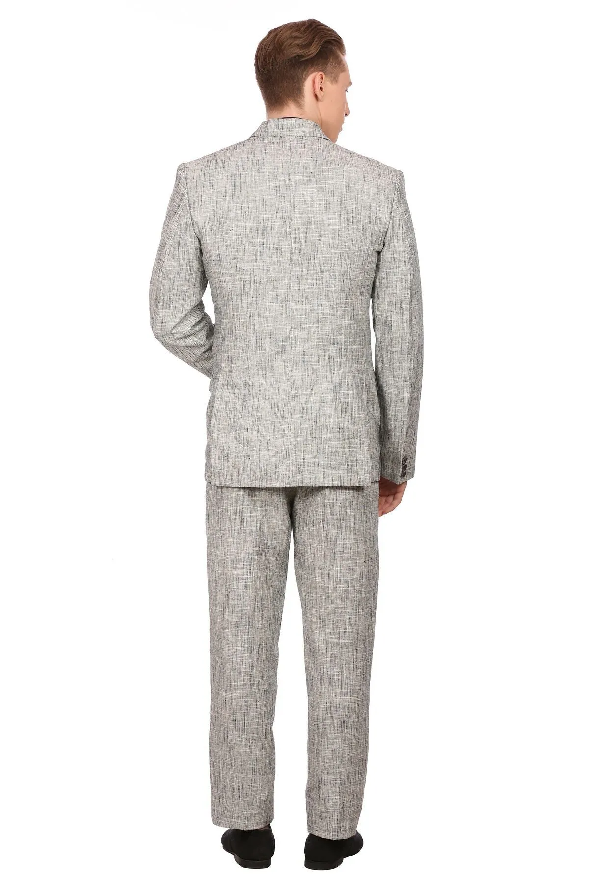 Linen Silver Three Piece Suit
