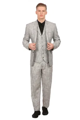 Linen Silver Three Piece Suit