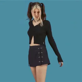 Low Waist Slit A-Line Skirt
