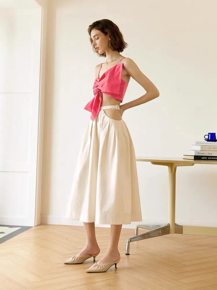 Luci Cutout A-line Midi Skirt