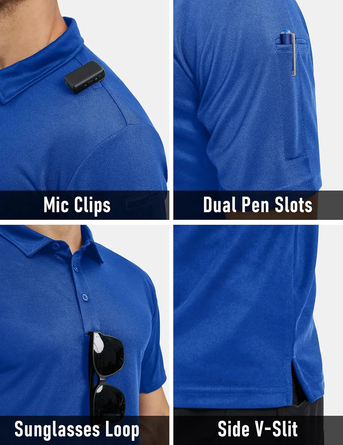 MAGCOMSEN Men's Polo Shirts Tactical UPF 50  Quick Dry Performance Short Sleeve Work Golf Shirts Lightweight Collared Pique