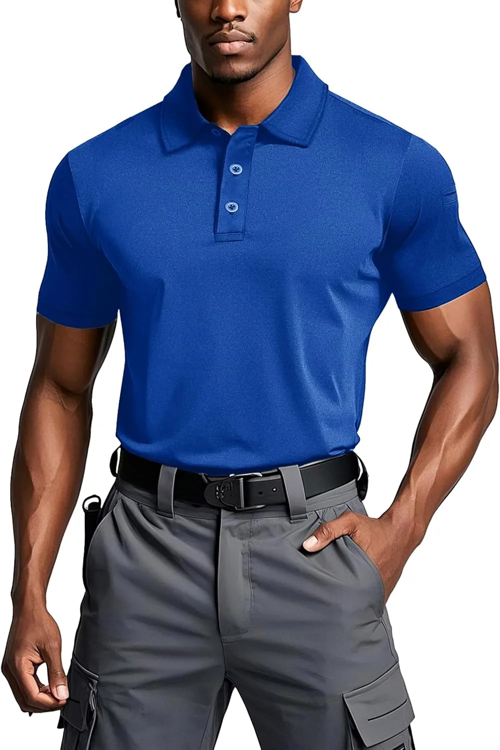 MAGCOMSEN Men's Polo Shirts Tactical UPF 50  Quick Dry Performance Short Sleeve Work Golf Shirts Lightweight Collared Pique