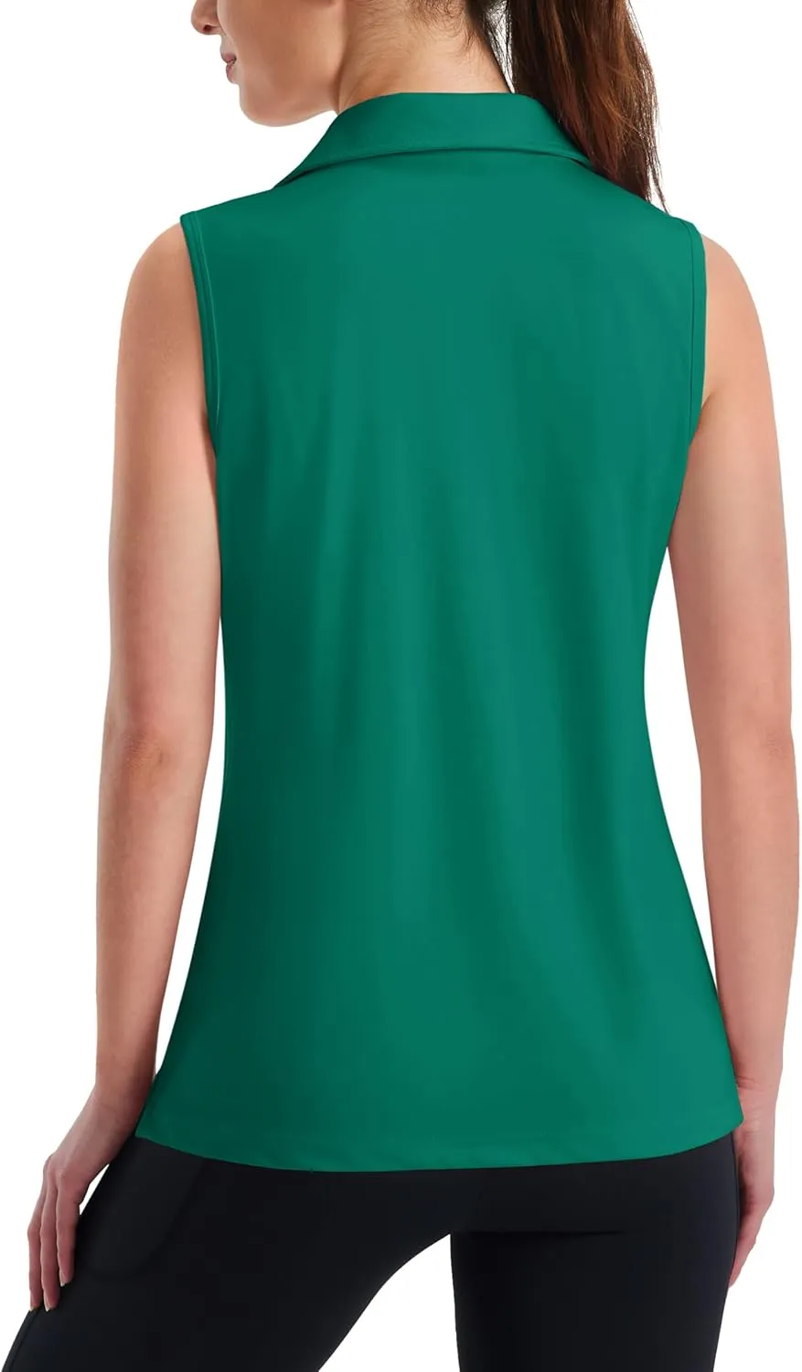 MAGCOMSEN Women's Sleeveless Golf Polo Shirts UPF 50  Tank Tops V-Neck Quick Dry Workout Athletic Tops