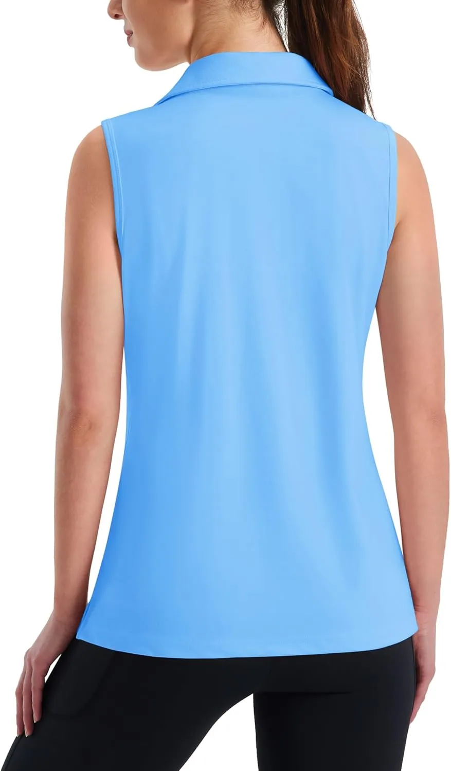MAGCOMSEN Women's Sleeveless Golf Polo Shirts UPF 50  Tank Tops V-Neck Quick Dry Workout Athletic Tops
