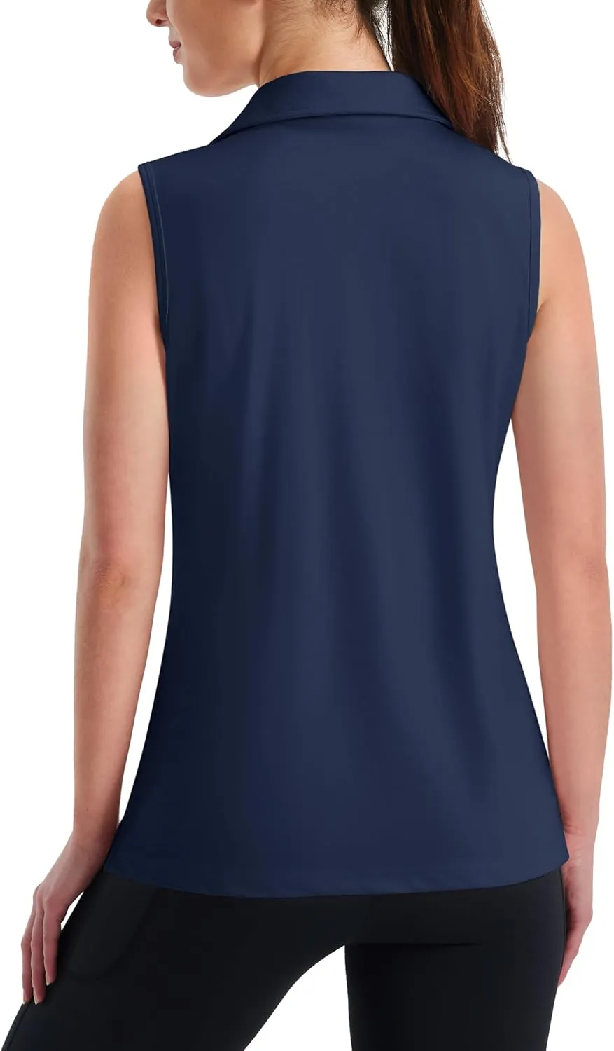 MAGCOMSEN Women's Sleeveless Golf Polo Shirts UPF 50  Tank Tops V-Neck Quick Dry Workout Athletic Tops