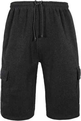 Men's Cargo Sweat Shorts Elastic Waist Drawstring Below The Knee Wokout Jogger Shorts with Multi Pockets