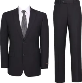 Men's Suit 2 Piece Classic Fit 2 Button Single Breasted Business Jacket Blazer Flat Pants Set