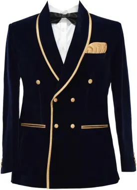 Men's Vintage Velvet Smoking Jacket Shawl Lapel Double Breasted Blazer Tuxedo for Wedding Prom Dinner