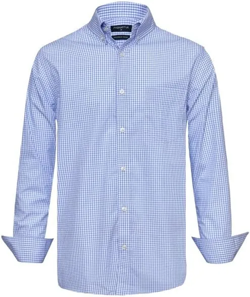 PASHARTUK Wrinkle Free Regular Fit Mens Button Down Shirts Long Sleeve Dress Shirts for Men