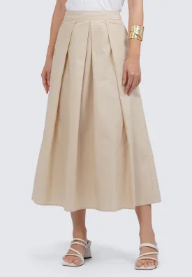 Pleated A-Line Midi Skirt