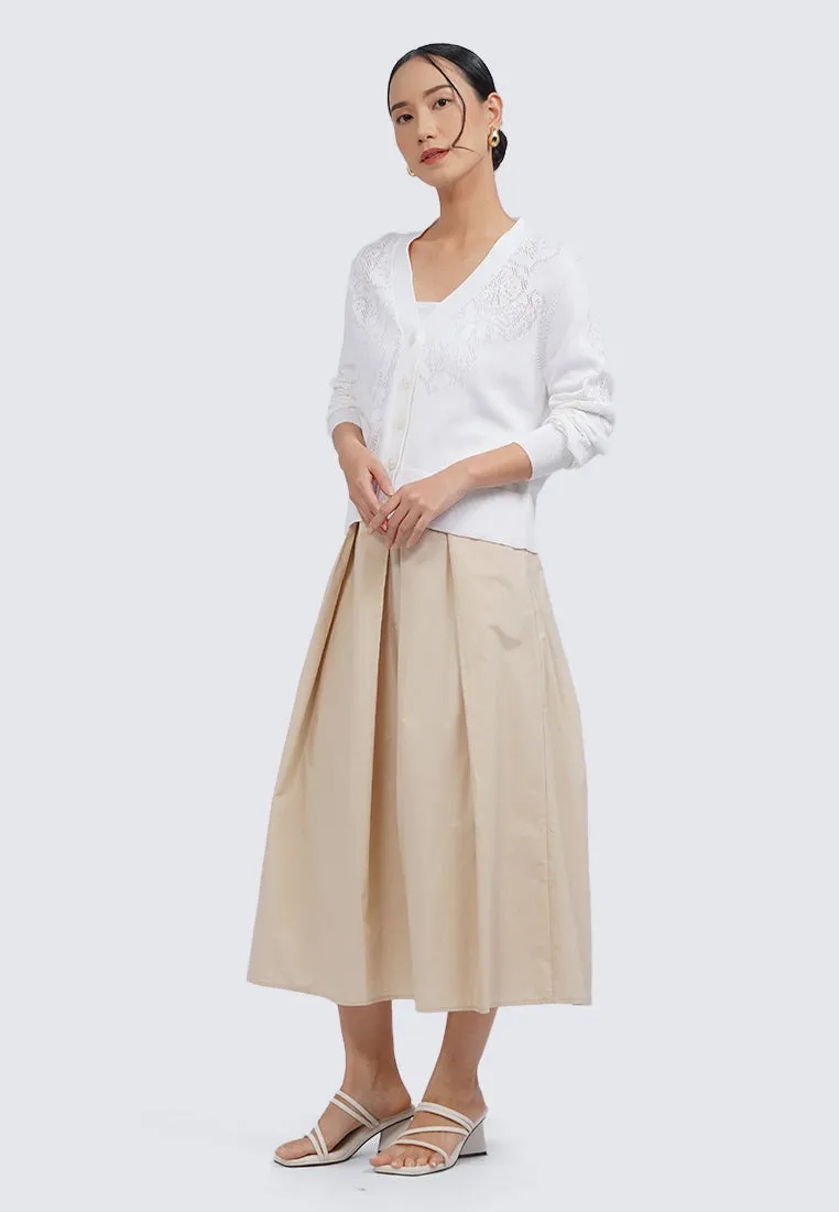 Pleated A-Line Midi Skirt