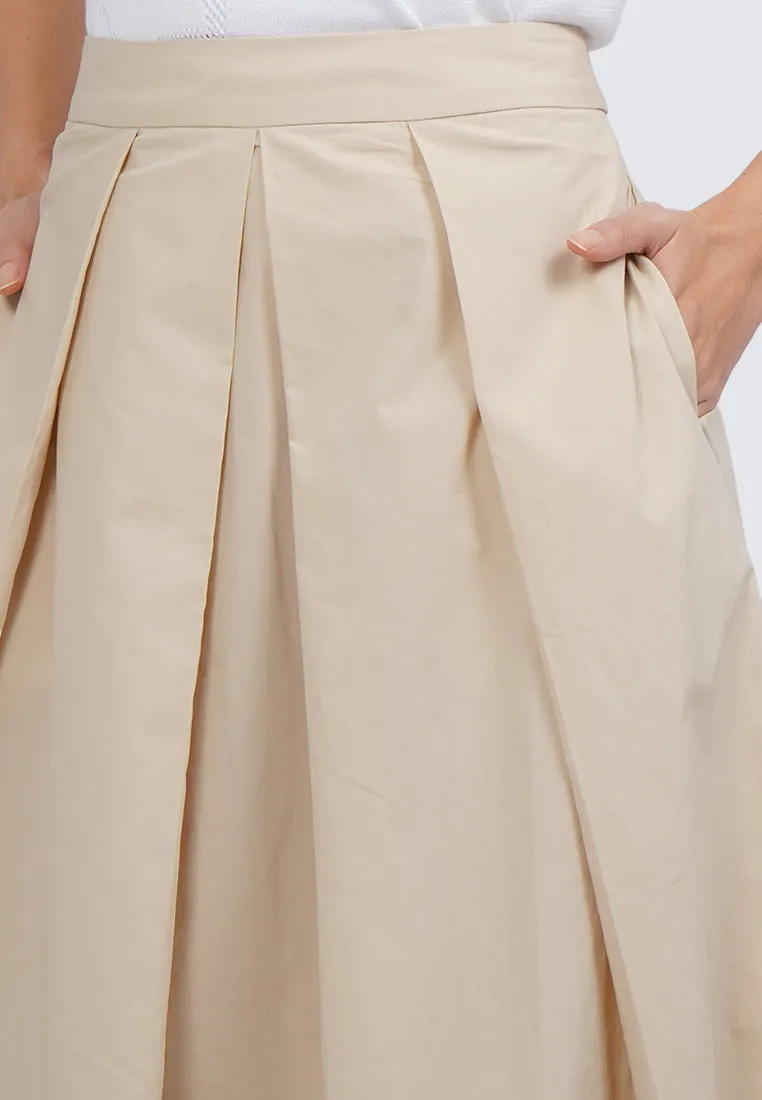 Pleated A-Line Midi Skirt