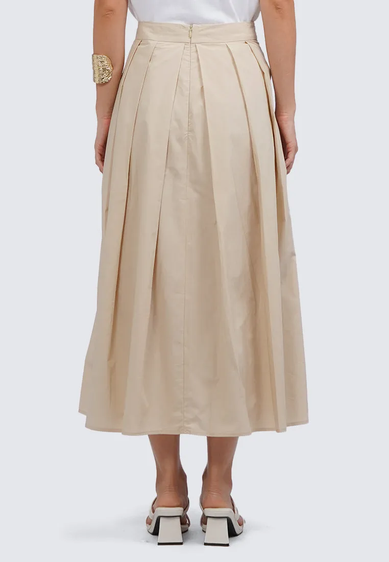 Pleated A-Line Midi Skirt
