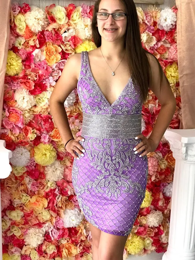 Primavera Couture 3514 Size 14 Black Beaded short cocktail dress homecoming Formal Fitted Gown