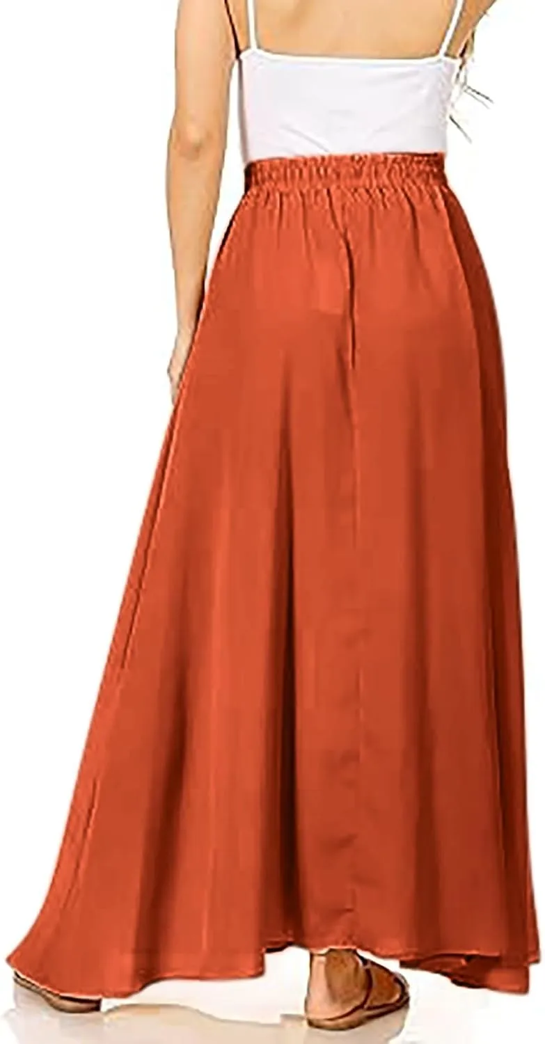 PTOLOCIF Maxi Skirts for Women High Waitsed Long Skirts Flowy Summer Skirt a Line Elastic Beach Party Dress Trendy Outfits