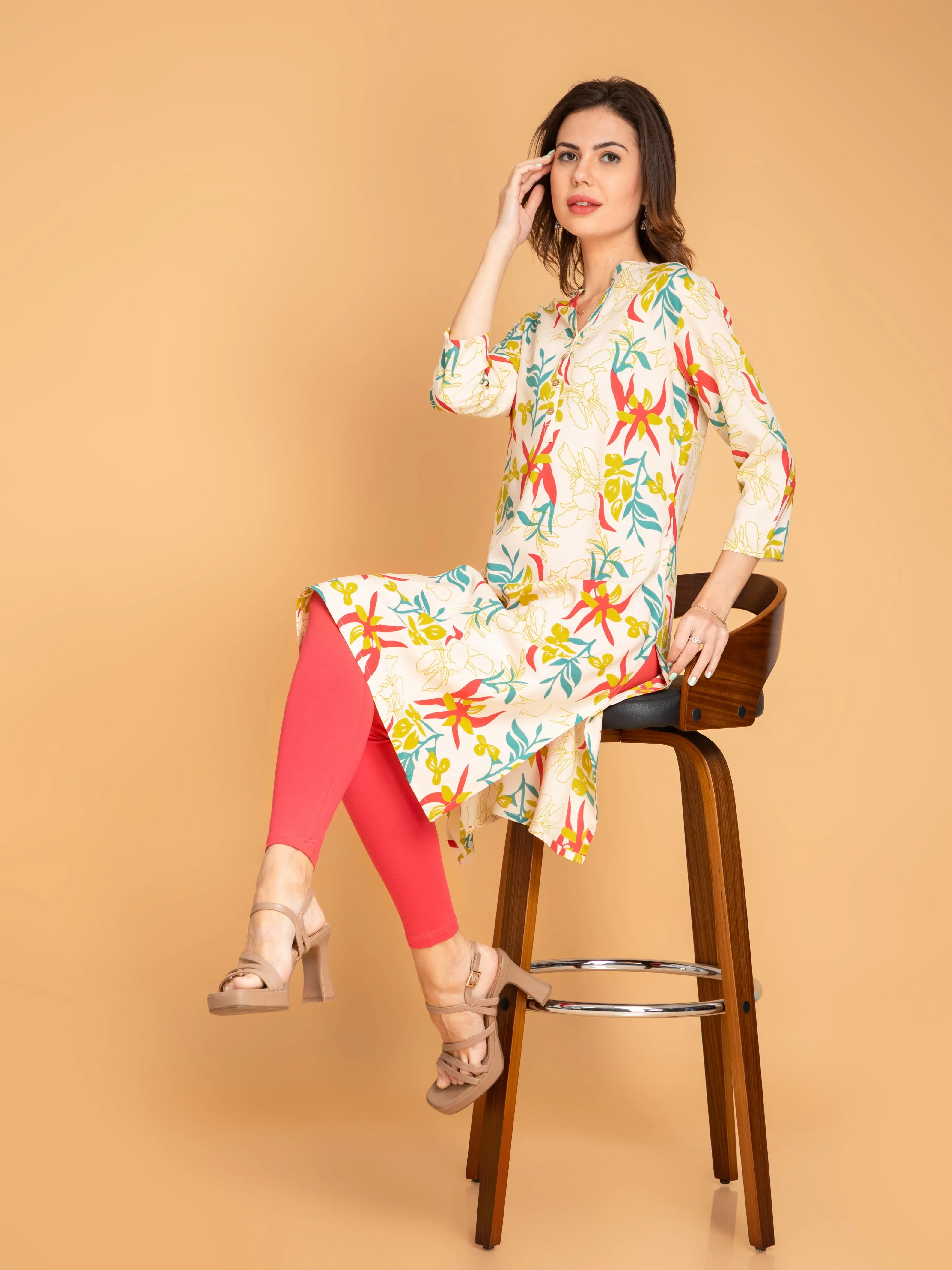 RAYON DAILY WEAR CONTEMPORARY PRINTED LONG KURTA