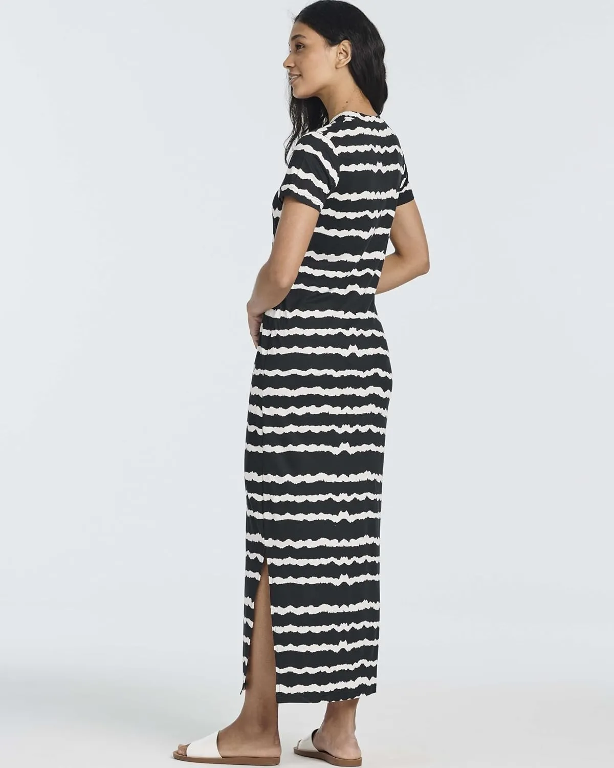 Real Essentials 3 Pack Women’s Casual Short Sleeve Maxi T-Shirt Summer Dress with Slit & Pockets (Available in Plus Size)